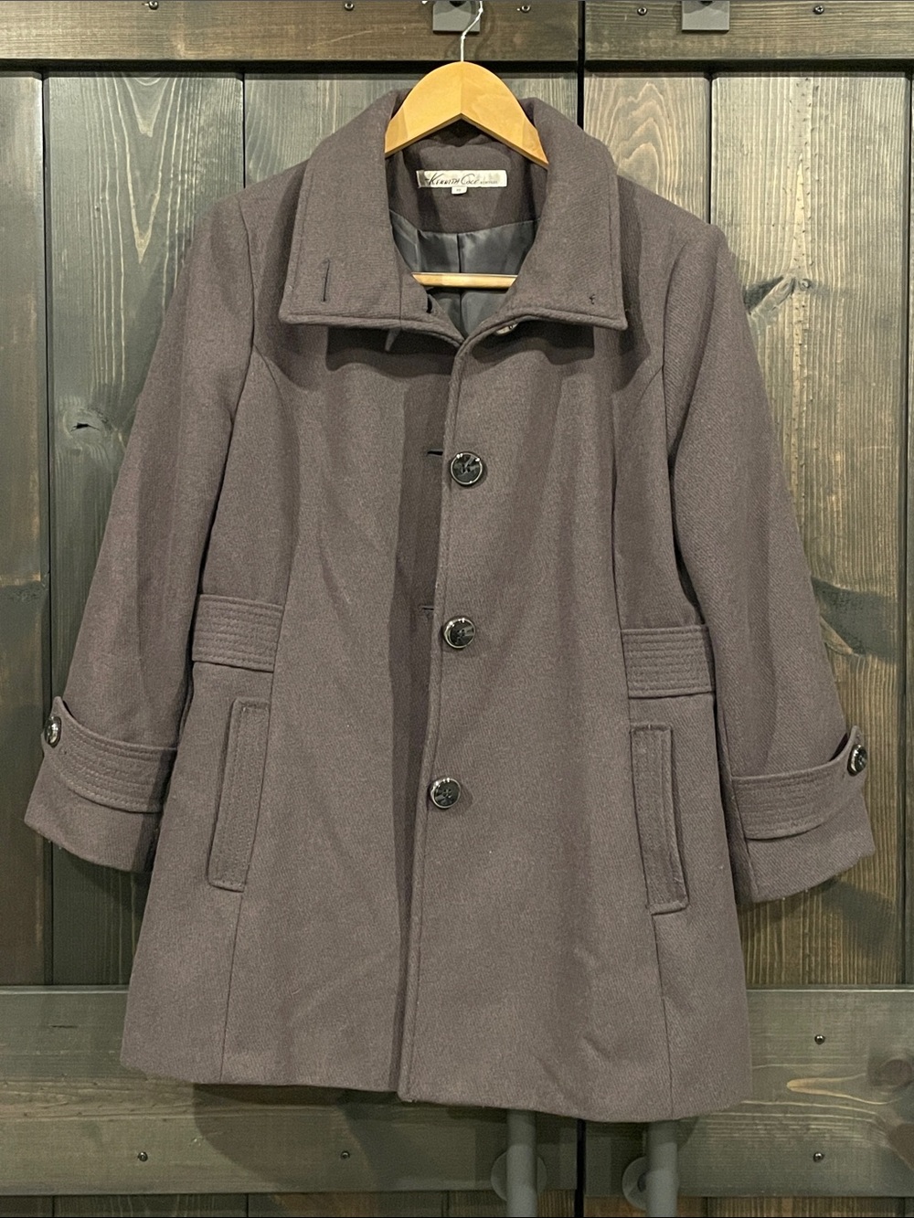 Kenneth Cole New York Gray Button-Front Wool Coat